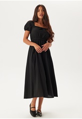 puff-sleeve-cotton-dress-black