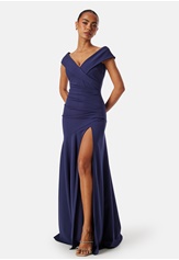 bardot-pleat-maxi-split-dress-navy-s