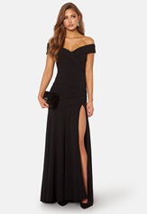 bardot-pleat-maxi-split-dress-black-s