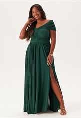 bardot-rouched-maxi-with-split-green