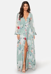 floral-long-sleeve-chiffon-maxi-dress-green