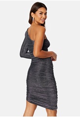 Goddiva One Shoulder Glitter Mini Dress