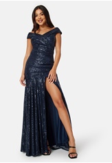 sequin-bardot-pleat-maxi-with-split-navy