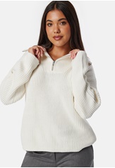 slfbloomie-ls-knit-half-zip-snow-white