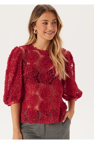 BUBBLEROOM 3D Flower Puff Sleeve Blouse