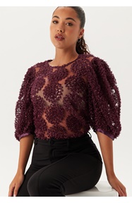 BUBBLEROOM 3D Flower Puff Sleeve Blouse