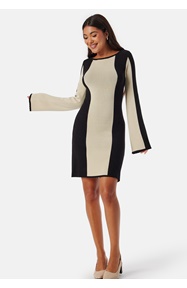 BUBBLEROOM Striped Long Sleeve Knitted Dress