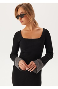 BUBBLEROOM Contrast Rib Knitted Top