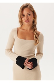 BUBBLEROOM Contrast Rib Knitted Top