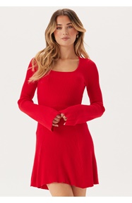 BUBBLEROOM Knitted Square Neck Skater Dress