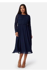 Bubbleroom Occasion Lace Long Sleeve Midi Dress