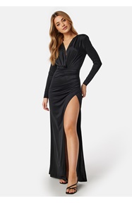 Bubbleroom Occasion Slit V-neck stretchy gown