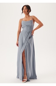 Bubbleroom Occasion Waterfall Slit Satin Gown