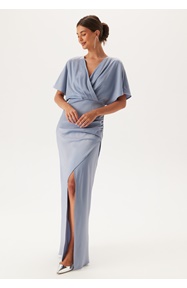 Bubbleroom Occasion Wrap Satin Gown