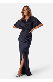 Bubbleroom Occasion Wrap Satin Gown