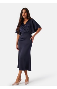 Bubbleroom Occasion Wrap Satin Midi Dress