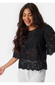 BUBBLEROOM Round Neck Lace Blouse