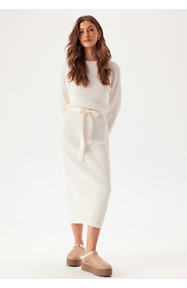 BUBBLEROOM Round Neck Rib Knitted Midi Dress 