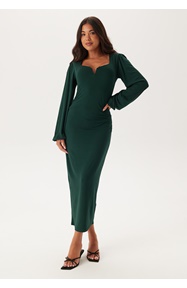 BUBBLEROOM Square V-neck puff sleeve midi dress