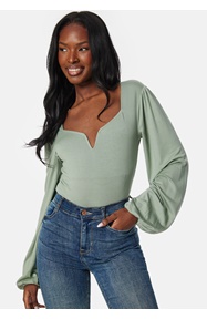 BUBBLEROOM Square V-neck Long Sleeve Puff Top