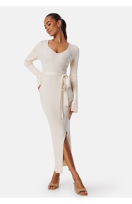 BUBBLEROOM Slit Knitted Midi Dress