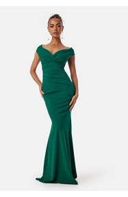 Goddiva Bardot Pleat Maxi Dress