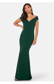 Goddiva Bardot Pleat Maxi Dress