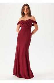 Goddiva Chiffon Off Shoulder Maxi Dress