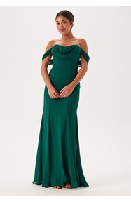 Goddiva Chiffon Off Shoulder Maxi Dress