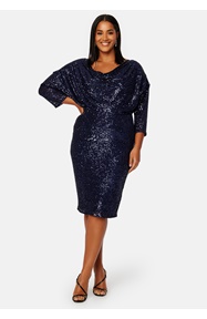 Goddiva Curve Sequin Cowl Neck Midi Dress