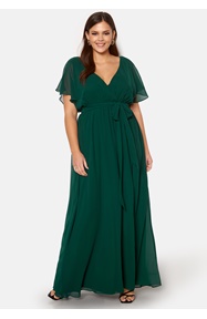 Goddiva Curve Flutter Sleeve Chiffon Maxi Curve Dress