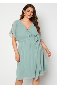 Goddiva Curve Flutter Sleeve Chiffon Midi Dress