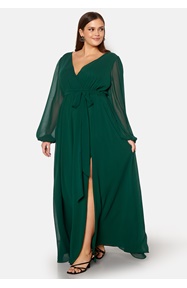 Goddiva Curve Long Sleeve Chiffon Maxi Curve Dress