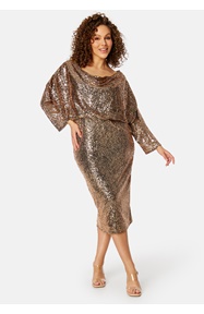 Goddiva Curve Sequin Cowl Neck Midi Dress