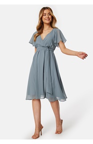 Goddiva Flutter Chiffon Midi Dress