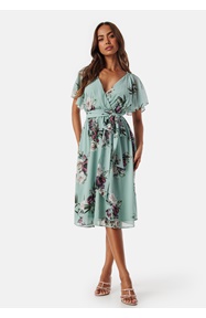 Goddiva Flutter Floral Midi Dress