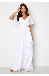 Goddiva Flutter Sleeve Chiffon Maxi Dress