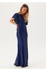 Goddiva Flutter Sleeve Sequin Maxi Dress