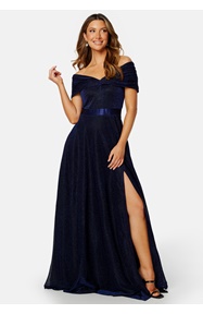 Goddiva Glitter Bardot Maxi Dress