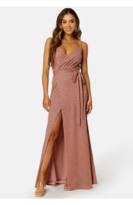 Goddiva Glitter Wrap Front Maxi Dress