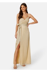 Goddiva Glitter Wrap Front Maxi Dress