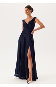 Goddiva Glitter Wrap Maxi Dress