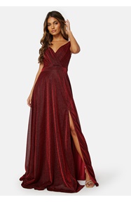 Goddiva Glitter Wrap Maxi Dress