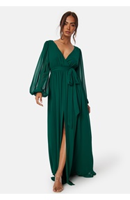 Goddiva Long Sleeve Chiffon Dress