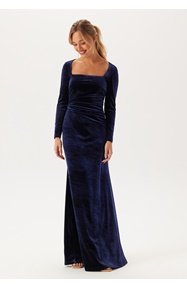 Goddiva Square Neck Velvet Maxi Dress