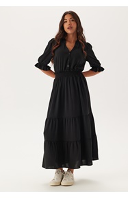 Happy Holly Frill Neck Tiered Maxi Dress