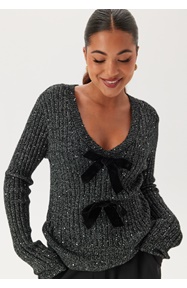 Happy Holly Sparkling Knitted Bow Sweater