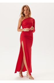 John Zack Long Sleeve One Shoulder Maxi Dress