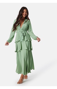 John Zack Long Sleeve Tiered Maxi Dress