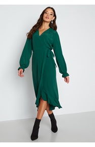 John zack short sleeve wrap dress green hotsell